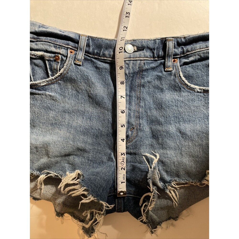 ABERCROMBIE & FITCH Mom Short Mid-Rise Denim Jean Shorts 29/8 Distressed Raw Hem - Picture 11 of 12